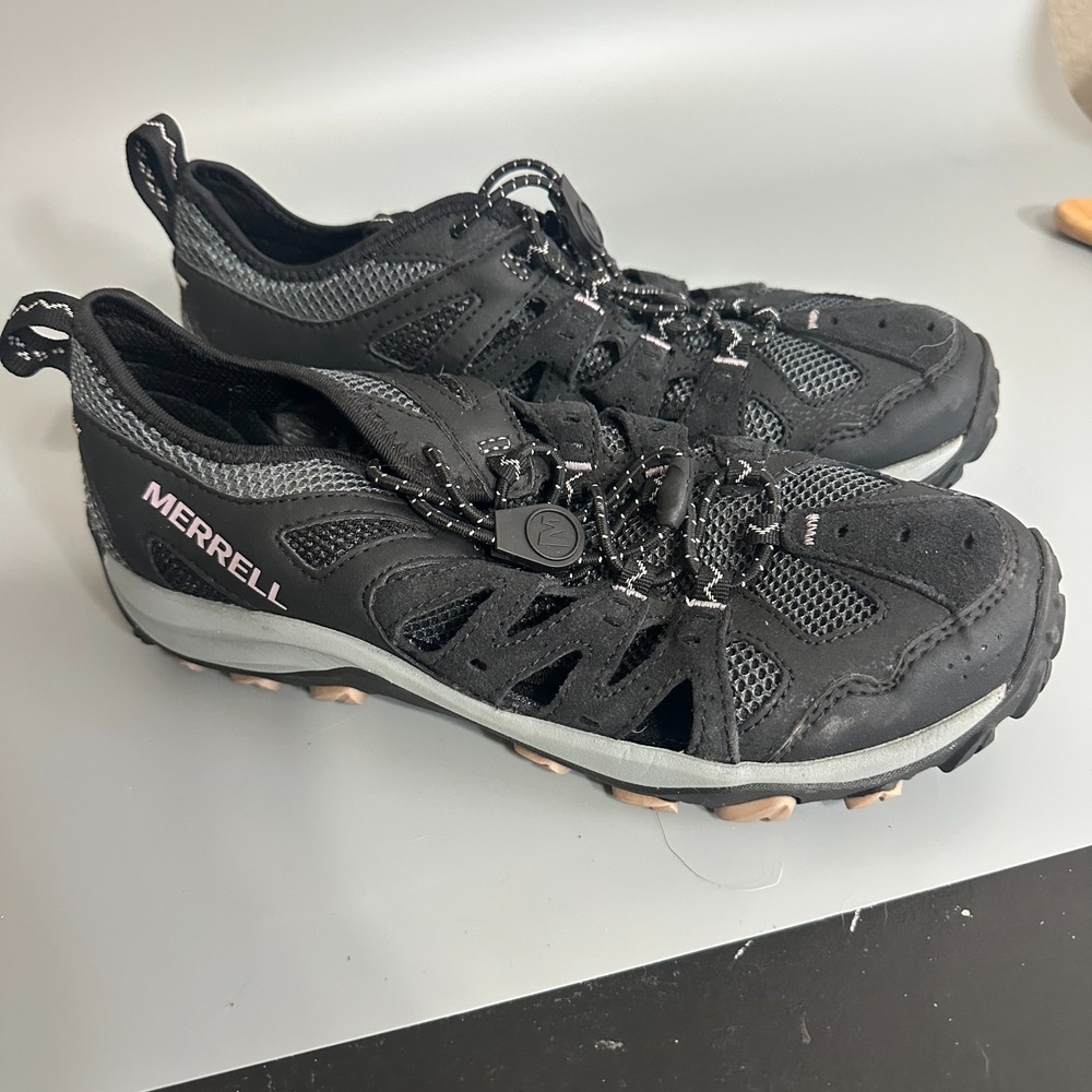 Merrell All Out Blaze Sieve Black Grey Hiking Water Shoes Sandal Womens Bungee